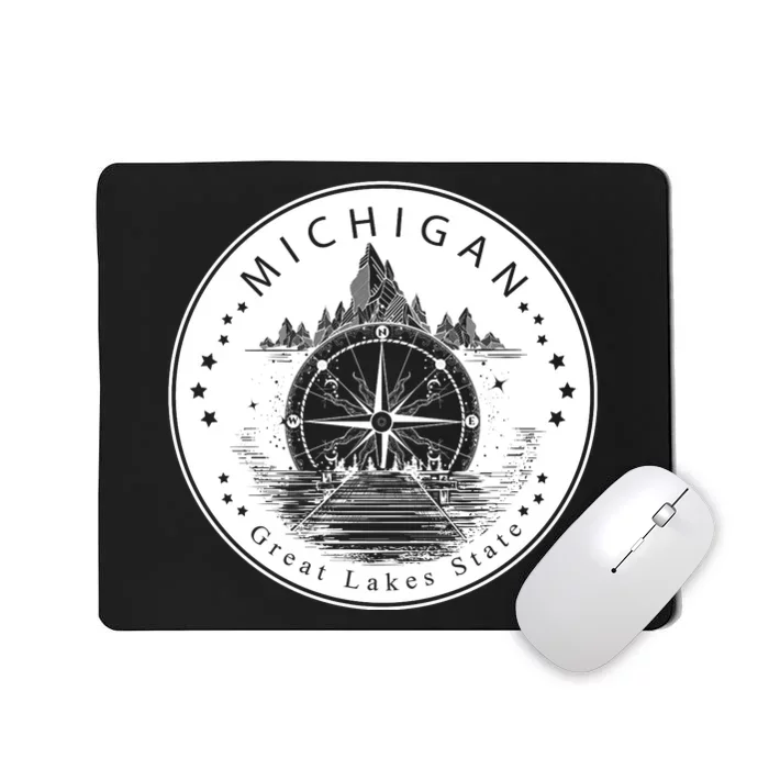 Lake View Compass Michigan Logo Mousepad