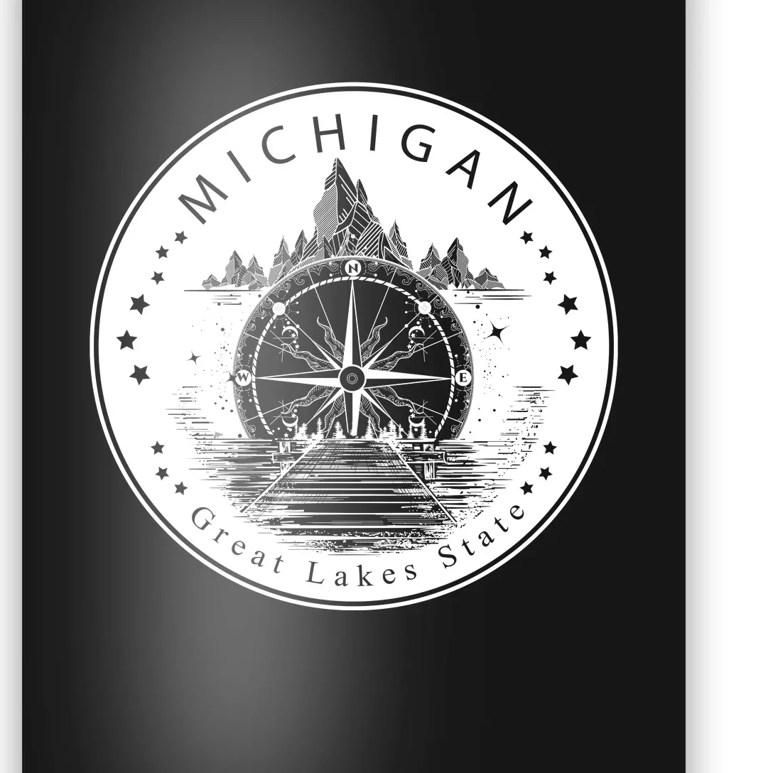 Lake View Compass Michigan Logo Poster