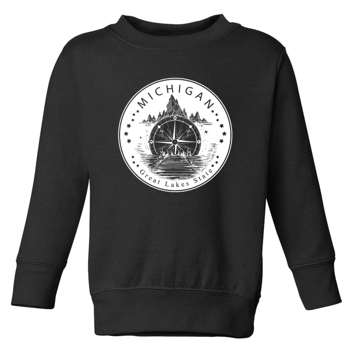 Lake View Compass Michigan Logo Toddler Sweatshirt