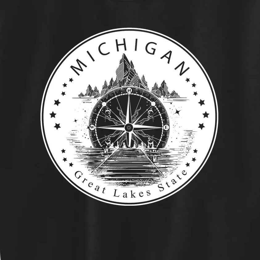 Lake View Compass Michigan Logo Kids Sweatshirt