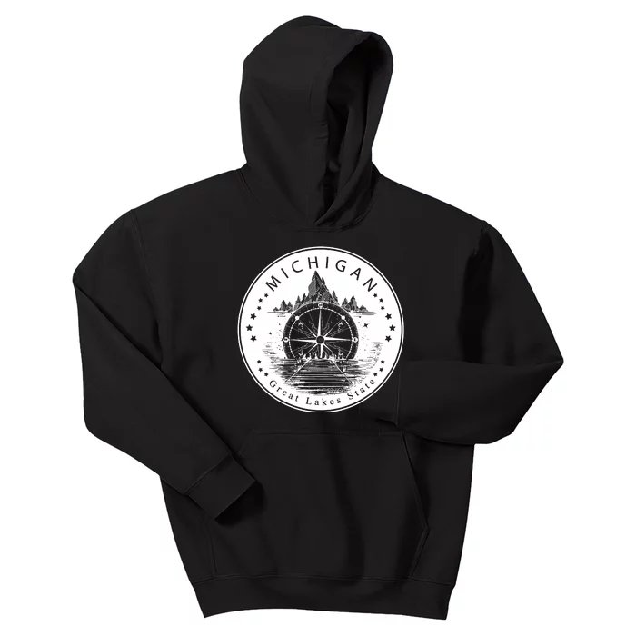 Lake View Compass Michigan Logo Kids Hoodie