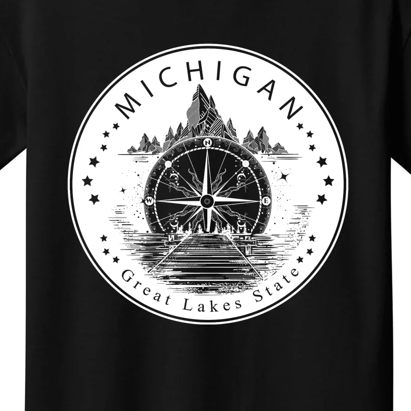 Lake View Compass Michigan Logo Kids T-Shirt