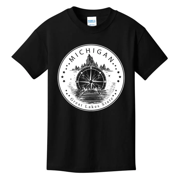 Lake View Compass Michigan Logo Kids T-Shirt