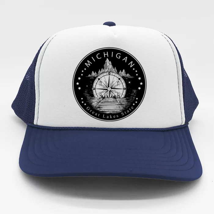 Lake View Compass Michigan Logo Trucker Hat