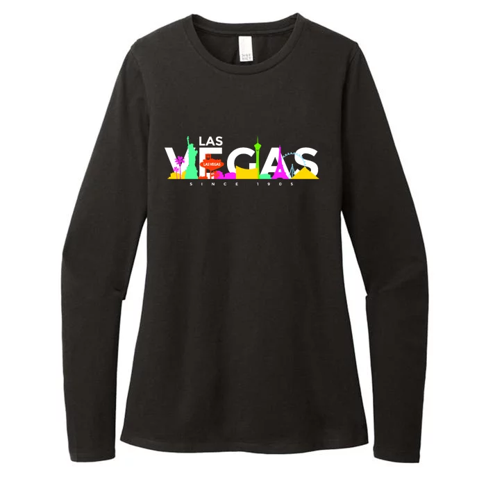 Las Vegas Colorful Skyline Womens CVC Long Sleeve Shirt