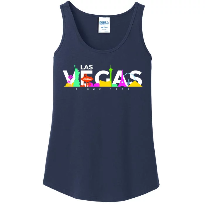 Las Vegas Colorful Skyline Ladies Essential Tank