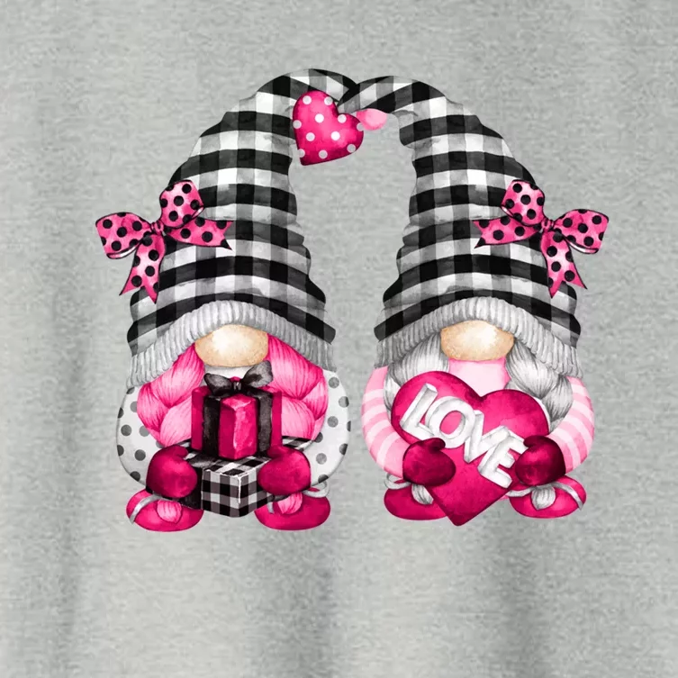 Lesbian Valentines Day Gnomes For Her Cute Pink Gnomies Funny Gift Women's Crop Top Tee