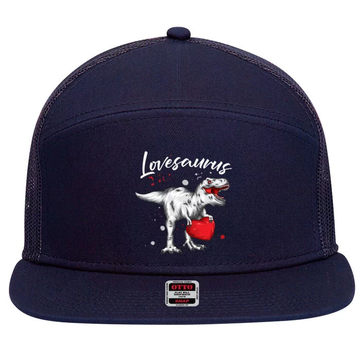 Lovesaurus Valentines Day Tmeaningful Giftrex Dinosaur Vmeaningful Giftday Cute 7 Panel Mesh Trucker Snapback Hat