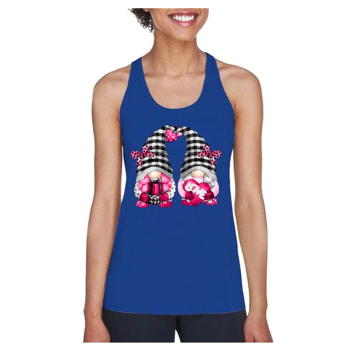 Lesbian Valentines Day Gnomes For Her Cute Pink Gnomies Cute Gift Women's Racerback Tank