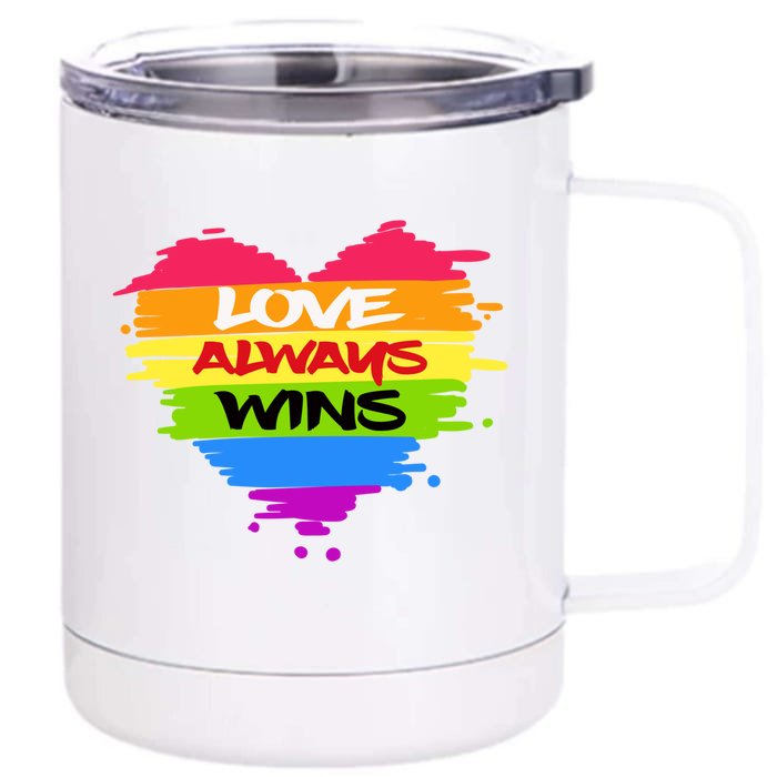 Lgbtq Valentines Day Love Always Wins Gift Front & Back 12oz Stainless Steel Tumbler Cup