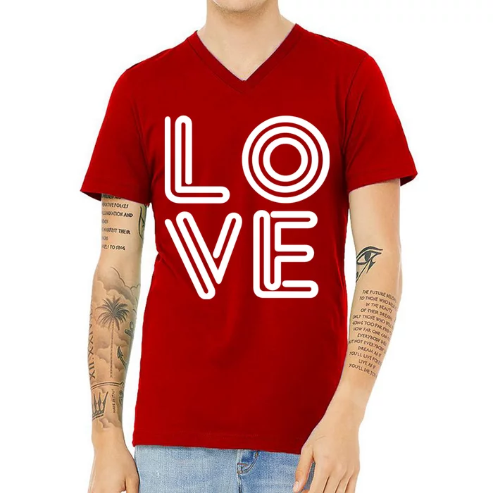 Love Valentines Day Word Logo V-Neck T-Shirt