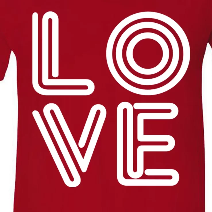 Love Valentines Day Word Logo V-Neck T-Shirt