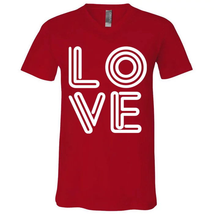 Love Valentines Day Word Logo V-Neck T-Shirt