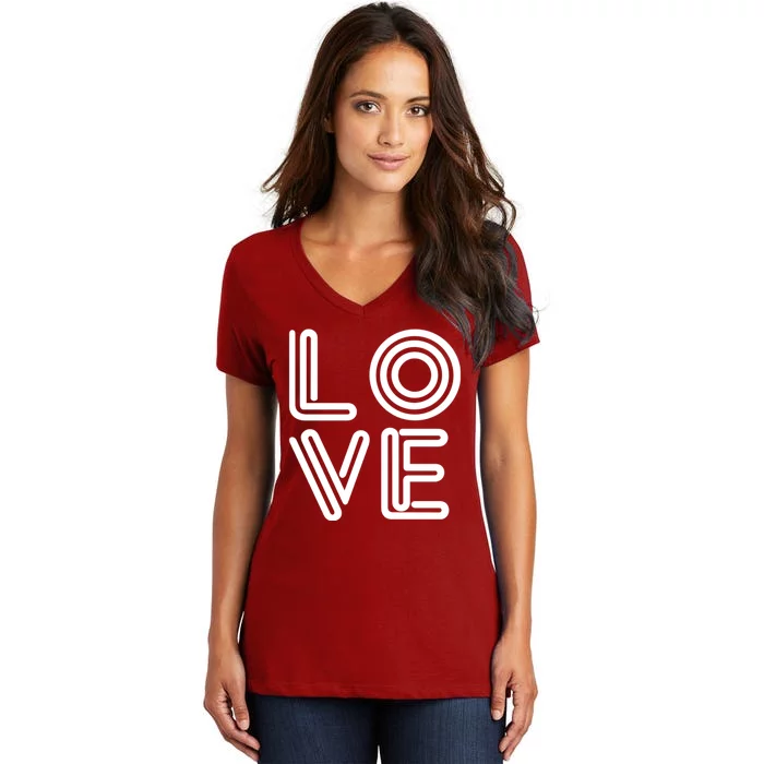 Love Valentines Day Word Logo Women's V-Neck T-Shirt