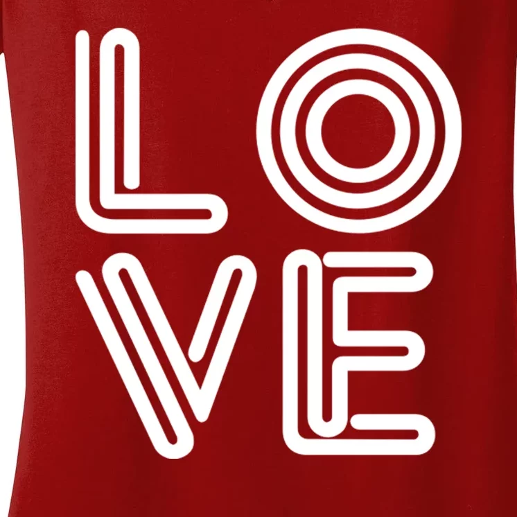 Love Valentines Day Word Logo Women's V-Neck T-Shirt