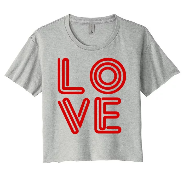 Love Valentines Day Word Logo Women's Crop Top Tee