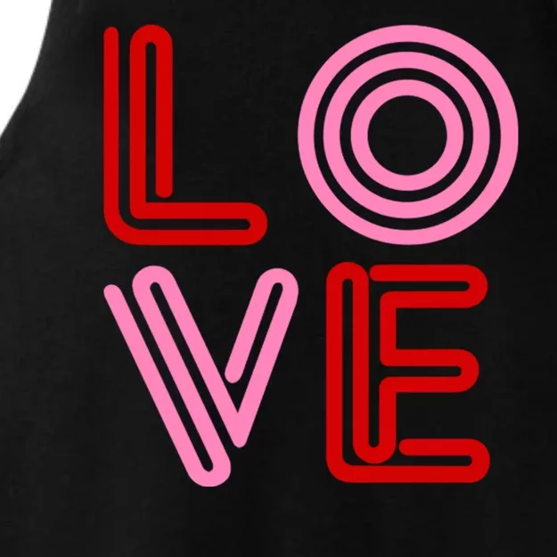 Love Valentines Day Pink And Red Logo Ladies Tri-Blend Wicking Tank