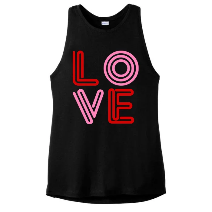 Love Valentines Day Pink And Red Logo Ladies Tri-Blend Wicking Tank