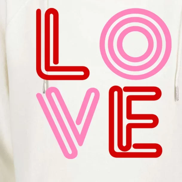 Love Valentines Day Pink And Red Logo Womens Funnel Neck Pullover Hood