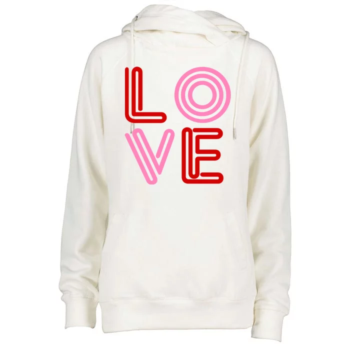 Love Valentines Day Pink And Red Logo Womens Funnel Neck Pullover Hood