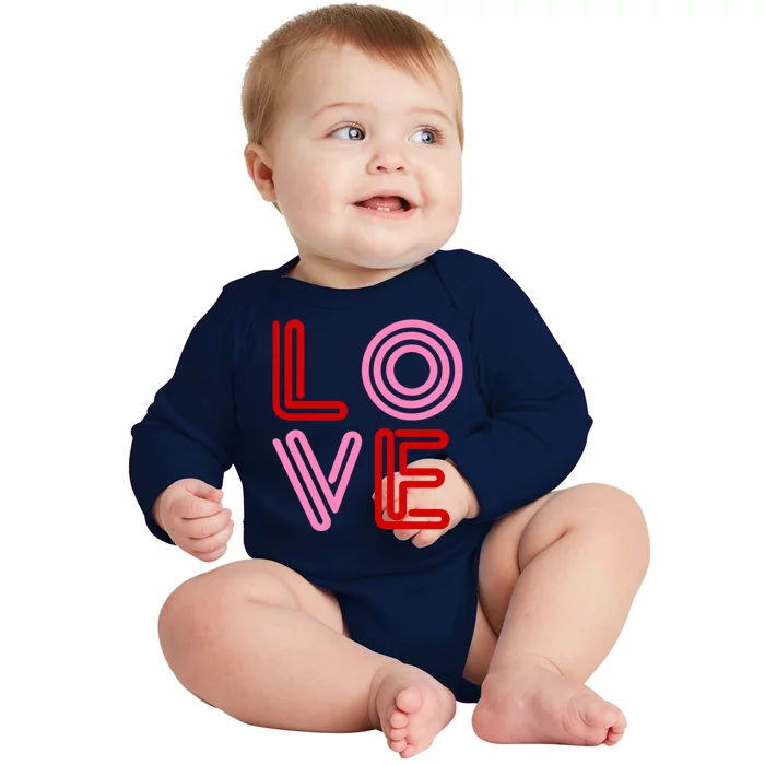 Love Valentines Day Pink And Red Logo Baby Long Sleeve Bodysuit