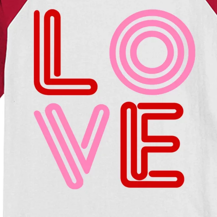 Love Valentines Day Pink And Red Logo Kids Colorblock Raglan Jersey