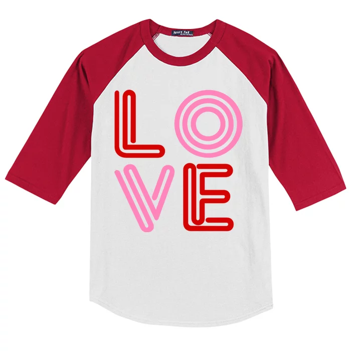 Love Valentines Day Pink And Red Logo Kids Colorblock Raglan Jersey