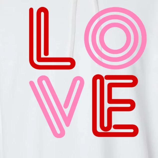 Love Valentines Day Pink And Red Logo Garment-Dyed Fleece Hoodie