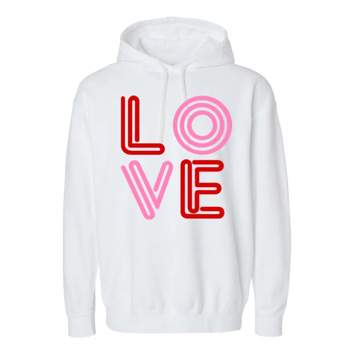 Love Valentines Day Pink And Red Logo Garment-Dyed Fleece Hoodie