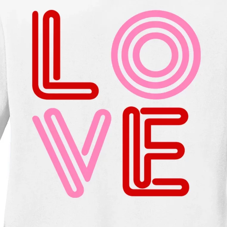 Love Valentines Day Pink And Red Logo Ladies Long Sleeve Shirt