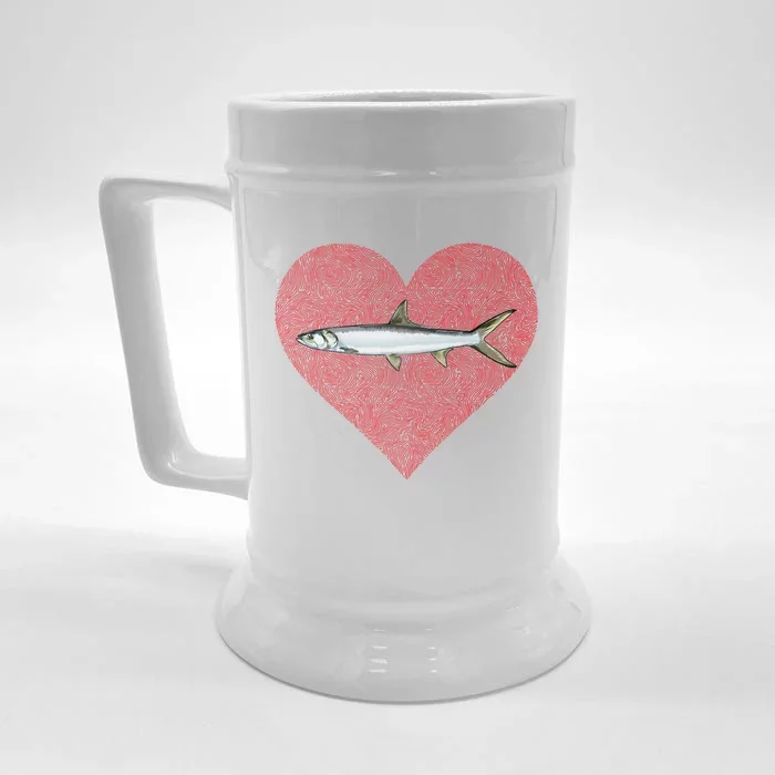 Ladyfish Valentines Day Fish Love Fingerprint Meaningful Gift Front & Back Beer Stein