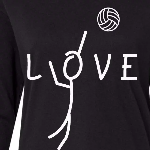 Love Volleyball Drawing Coach Player Womens Cotton Relaxed Long Sleeve T-Shirt