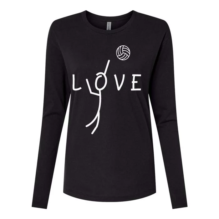 Love Volleyball Drawing Coach Player Womens Cotton Relaxed Long Sleeve T-Shirt