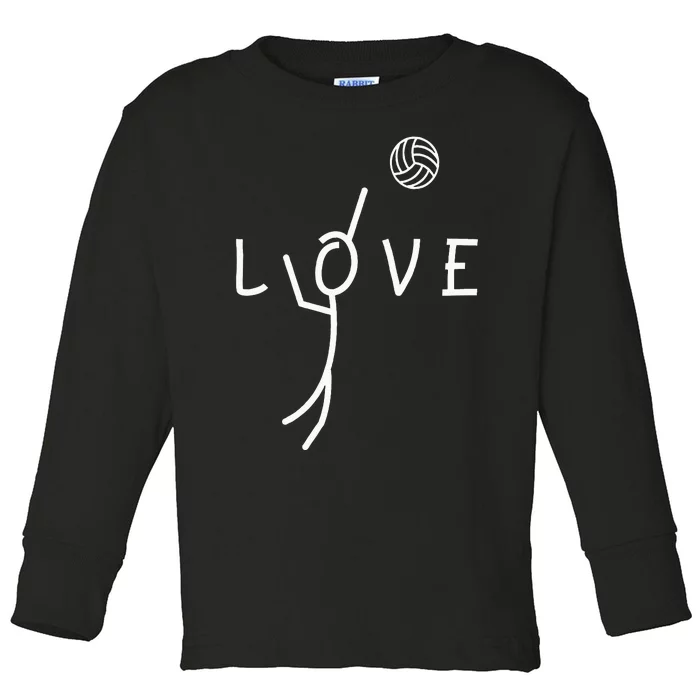 Love Volleyball Drawing Coach Player Toddler Long Sleeve Shirt