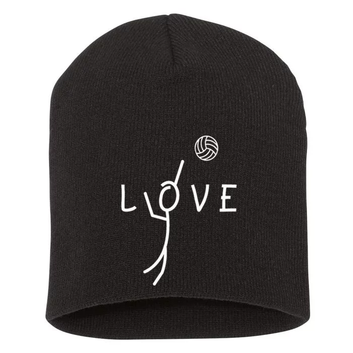 Love Volleyball Drawing Coach Player Short Acrylic Beanie