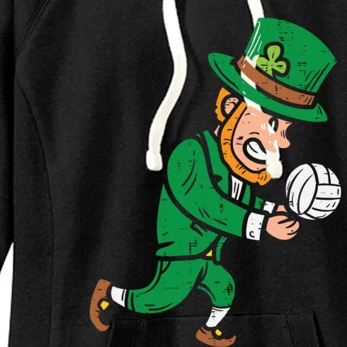 Leprechaun Volleyball Funny St Patricks Day Sport Lover Gift Women's Fleece Hoodie