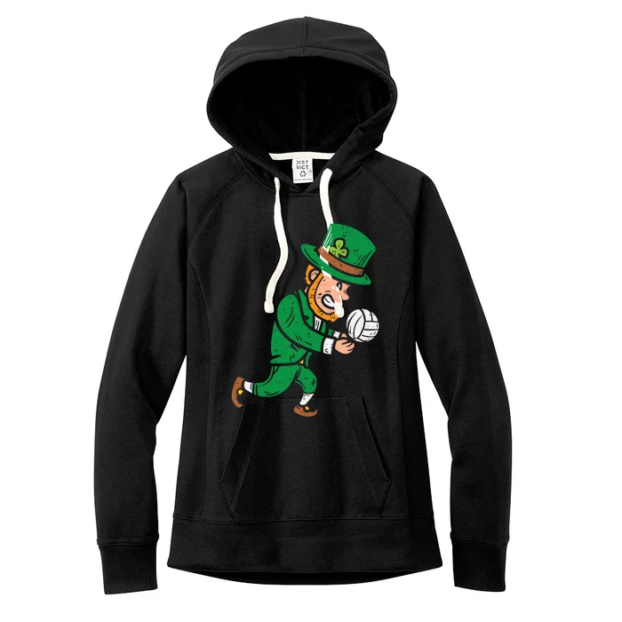 Leprechaun Volleyball Funny St Patricks Day Sport Lover Gift Women's Fleece Hoodie