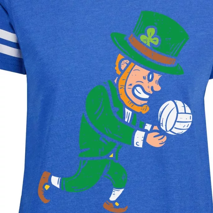 Leprechaun Volleyball Funny St Patricks Day Sport Lover Gift Enza Ladies Jersey Football T-Shirt