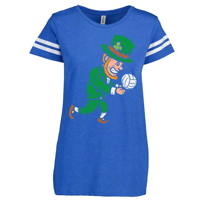 Leprechaun Volleyball Funny St Patricks Day Sport Lover Gift Enza Ladies Jersey Football T-Shirt