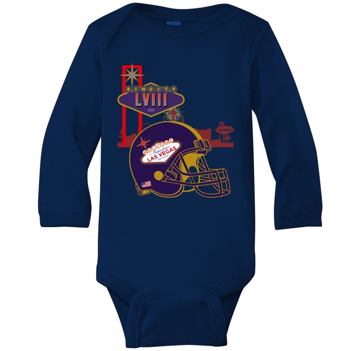 Las Vegas Football Party 2024 Football Baby Long Sleeve Bodysuit