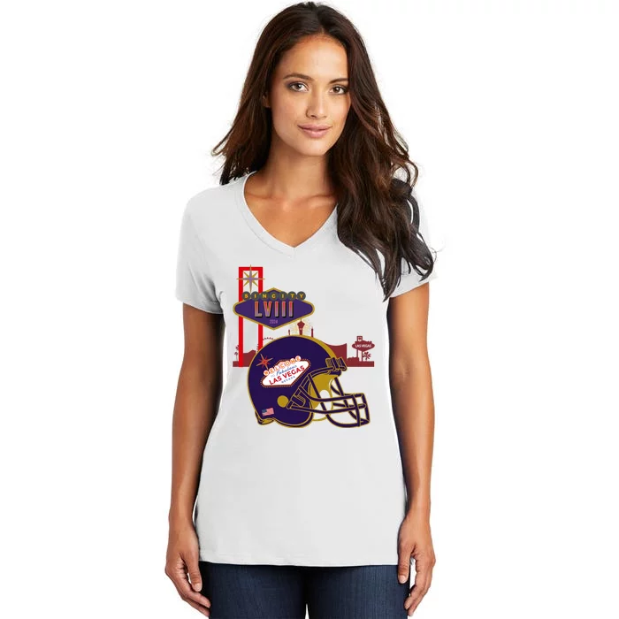 Las Vegas Football Party 2024 Football Women's V-Neck T-Shirt