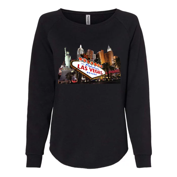 Las Vegas Famous Sign Strip Building Skyline Souvenir Womens California Wash Sweatshirt