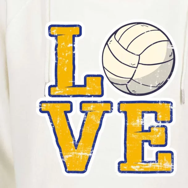 Love Volleyball Gift Womens Funnel Neck Pullover Hood