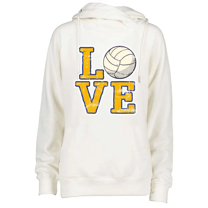 Love Volleyball Gift Womens Funnel Neck Pullover Hood