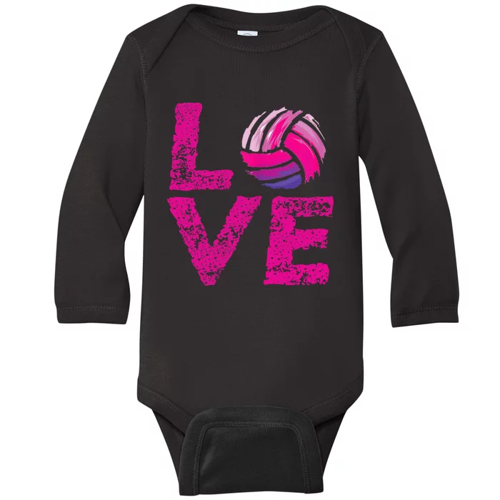 Love Volleyball Gifts For Volleyball Fans Teen Girl Wo Baby Long Sleeve Bodysuit