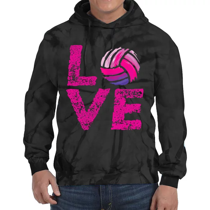 Love Volleyball Gifts For Volleyball Fans Teen Girl Wo Tie Dye Hoodie