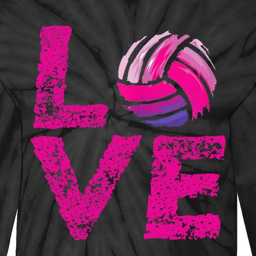 Love Volleyball Gifts For Volleyball Fans Teen Girl Wo Tie-Dye Long Sleeve Shirt