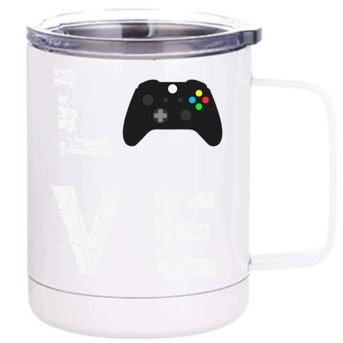 Love Video Games Valentine's Day Funny Front & Back 12oz Stainless Steel Tumbler Cup