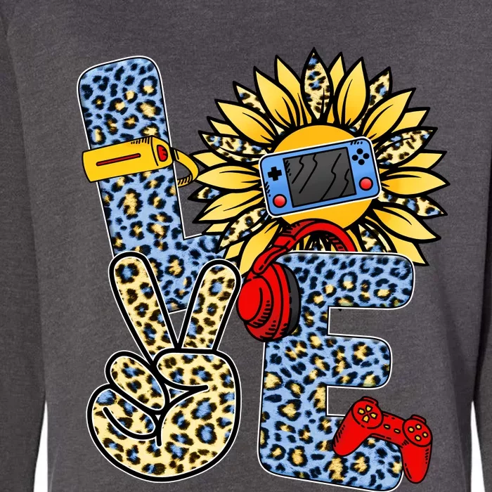 Love Video Game Gamer Leopard Sunflower Graphic Plus Size Womens California Wash Sweatshirt