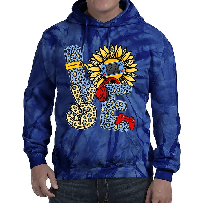 Love Video Game Gamer Leopard Sunflower Graphic Plus Size Tie Dye Hoodie